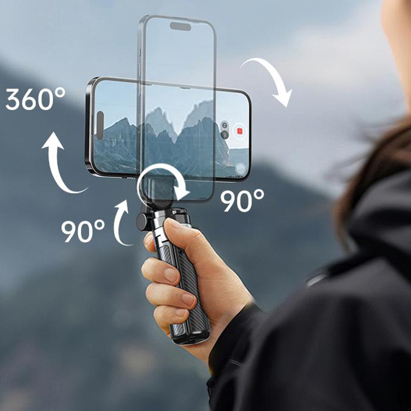 Perche à selfie magnétique multifonctionnelle 4-en-1 avec rotation à 360°