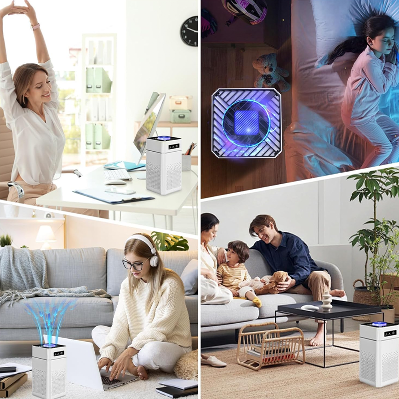 Purificateur d'air domestique ¨C Protection complète pour un air intérieur frais et pur, idéal pour combattre les allergènes, la poussière et les odeurs.