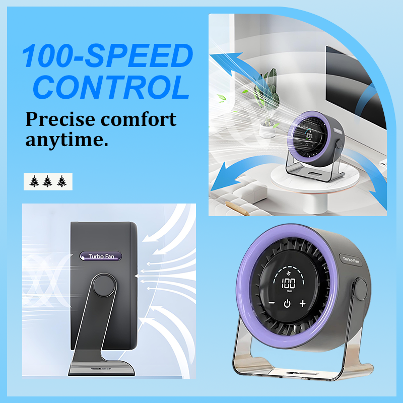 [Indispensable en période de canicule] Ventilateur de bureau avec affichage LED, alimenté par USB, portable, 100 vitesses, inclinaison à 120°, silencieux, longue autonomie, ventilateur oscillant pour chambre à coucher