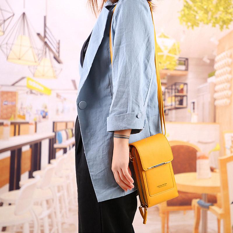 Sac bandoulière pour femme avec fenêtre tactile pour téléphone portable