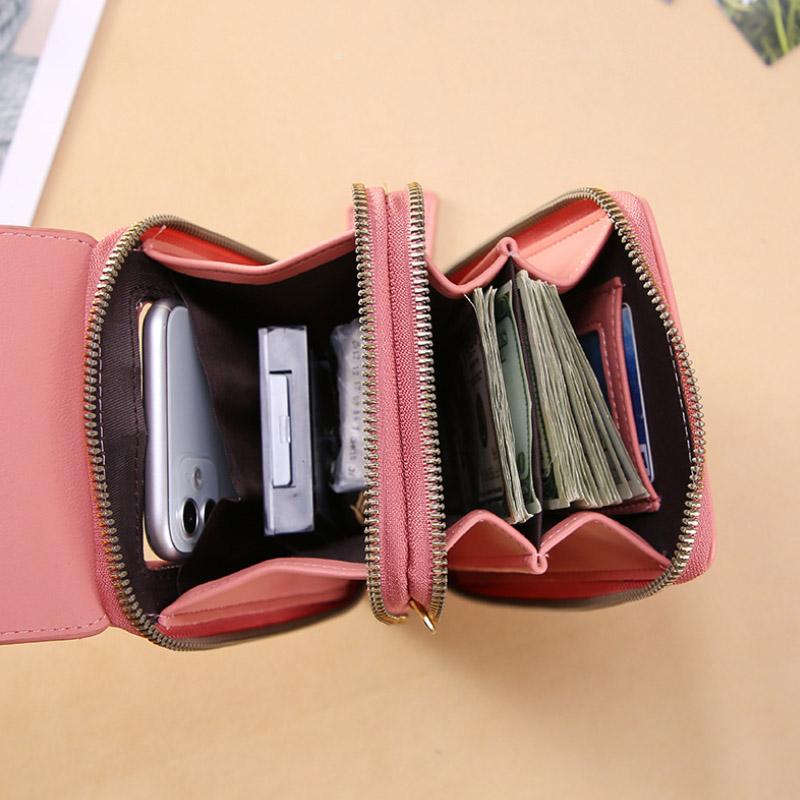 Sac bandoulière pour femme avec fenêtre tactile pour téléphone portable
