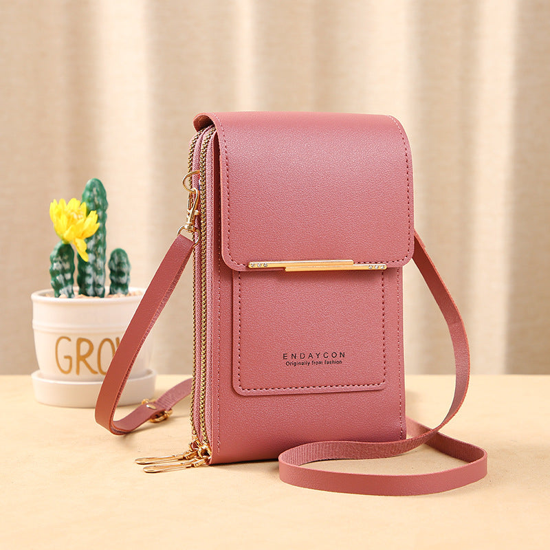 Sac bandoulière pour femme avec fenêtre tactile pour téléphone portable