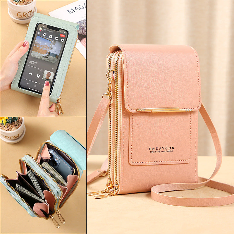 Sac bandoulière pour femme avec fenêtre tactile pour téléphone portable