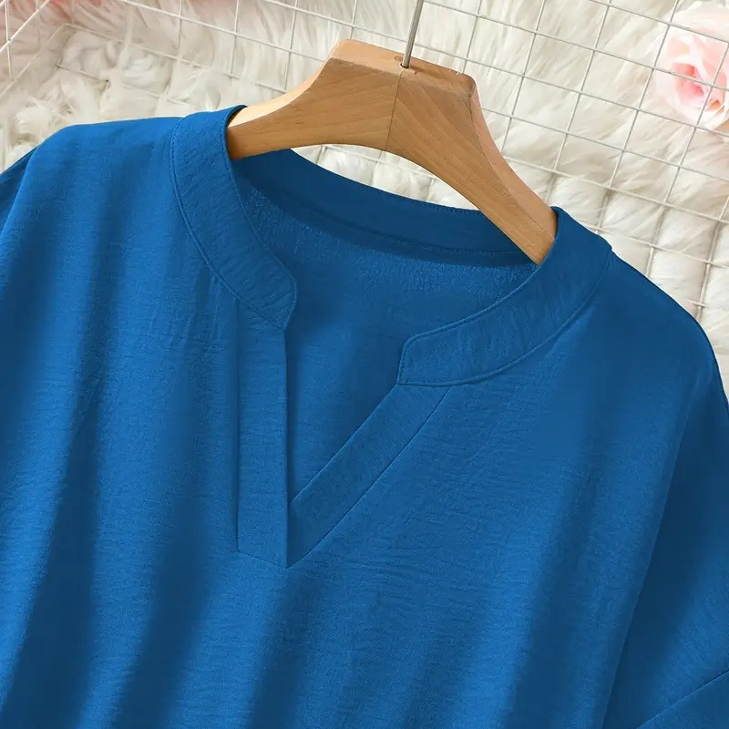 Haut à manches courtes uni, ample et élégant