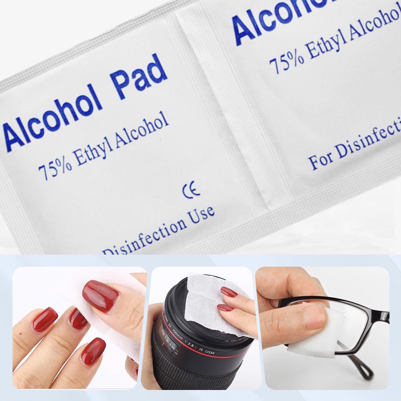 Tampons d'alcool à usage unique avec 75 % d'alcool éthylique