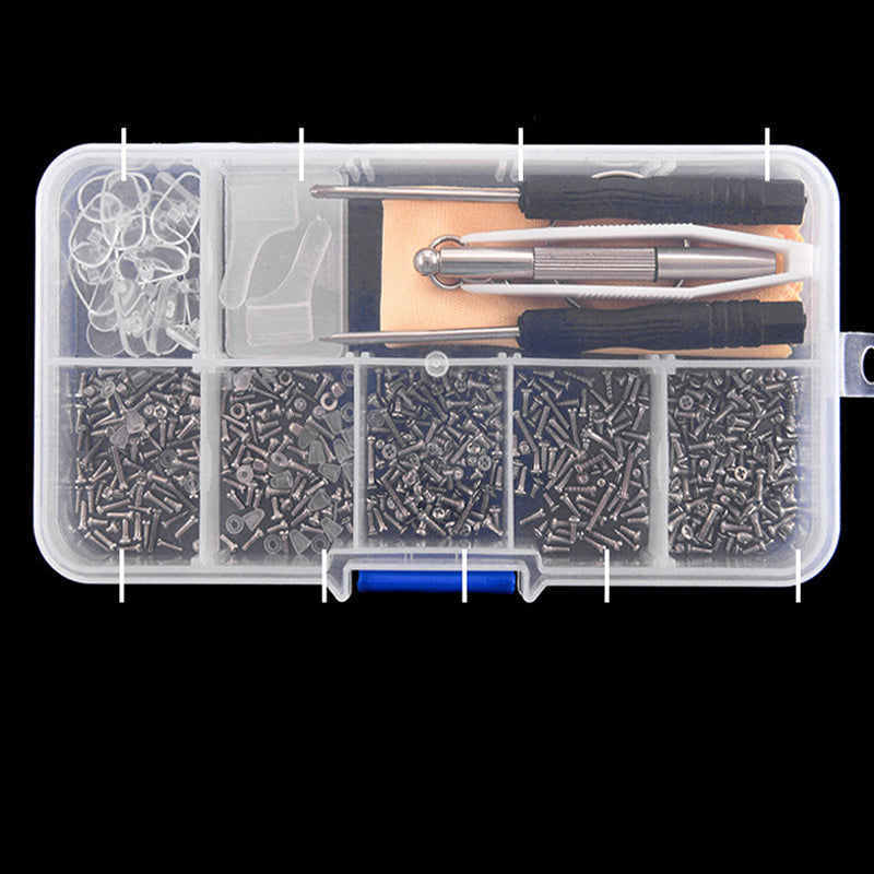 Kit de réparation pour plaquettes de lunettes - Remplacez vos plaquettes usées et vos vis rouillées à la maison. Pas de frais d'opticien - gardez vos lunettes confortables et bien ajustées !