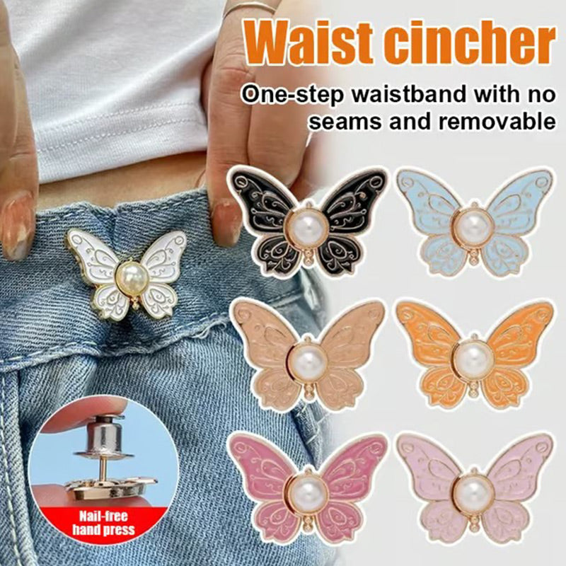 Boucle de réglage papillon amovible – Sans outil, coupe ajustable pour jeans, jupes et robes, crée une silhouette en sablier