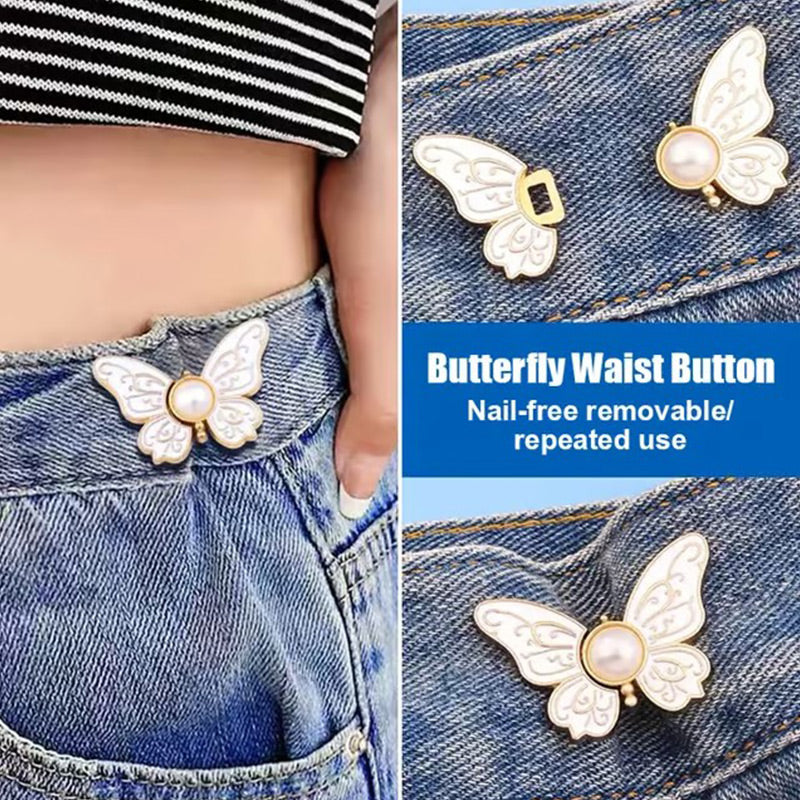 Boucle de réglage papillon amovible – Sans outil, coupe ajustable pour jeans, jupes et robes, crée une silhouette en sablier