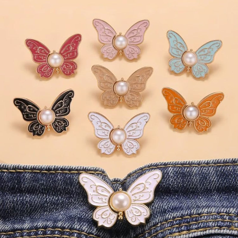 Boucle de réglage papillon amovible – Sans outil, coupe ajustable pour jeans, jupes et robes, crée une silhouette en sablier