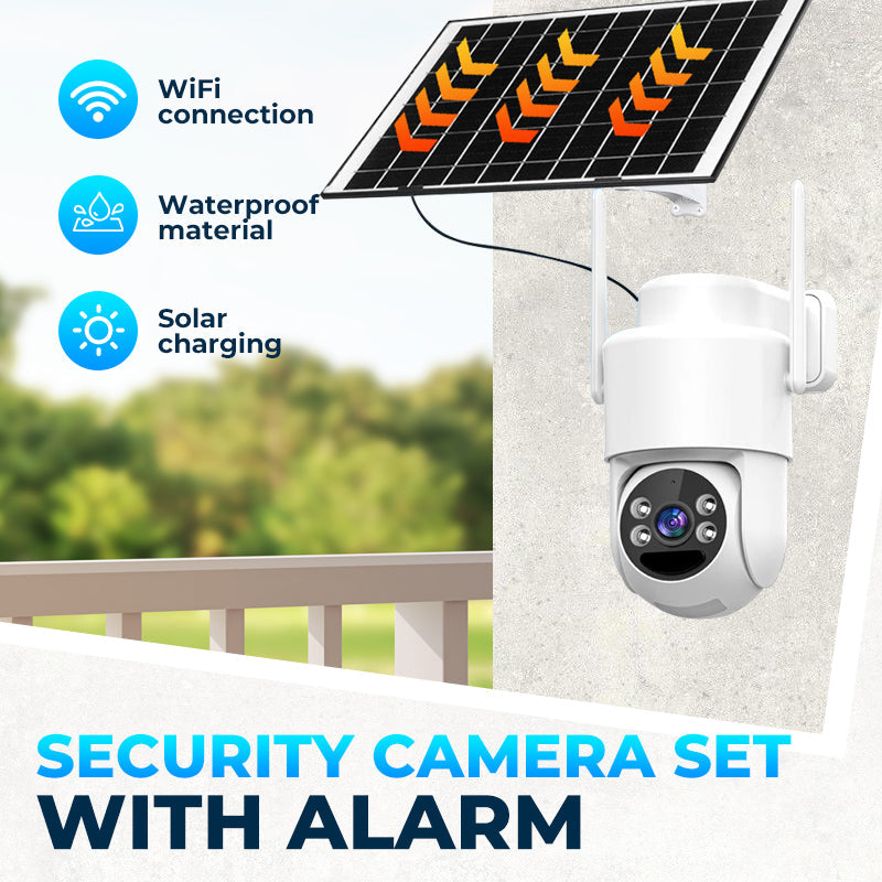 Kit de caméra de surveillance sans fil à énergie solaire avec alarme