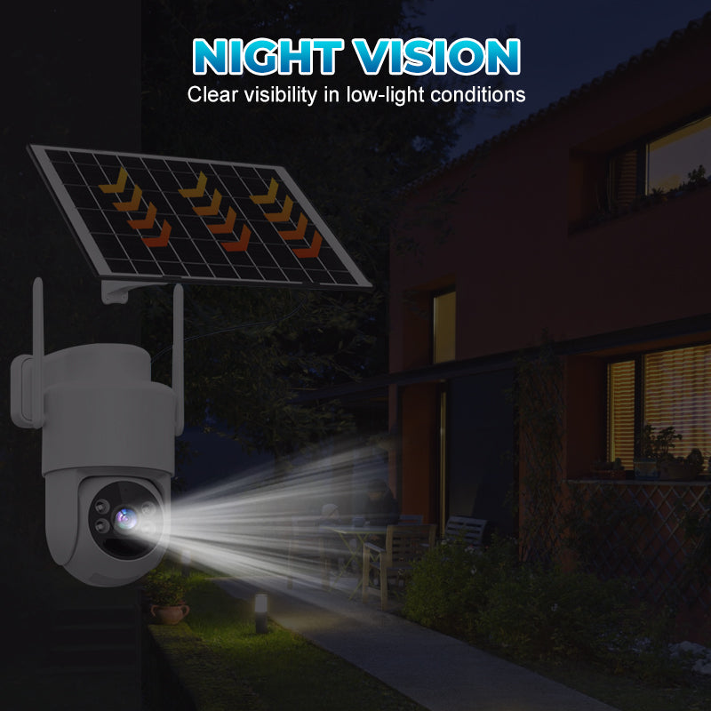 Kit de caméra de surveillance sans fil à énergie solaire avec alarme
