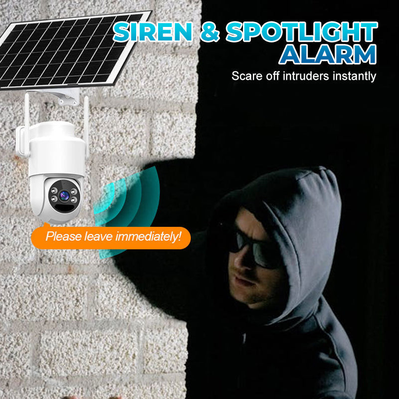Kit de caméra de surveillance sans fil à énergie solaire avec alarme