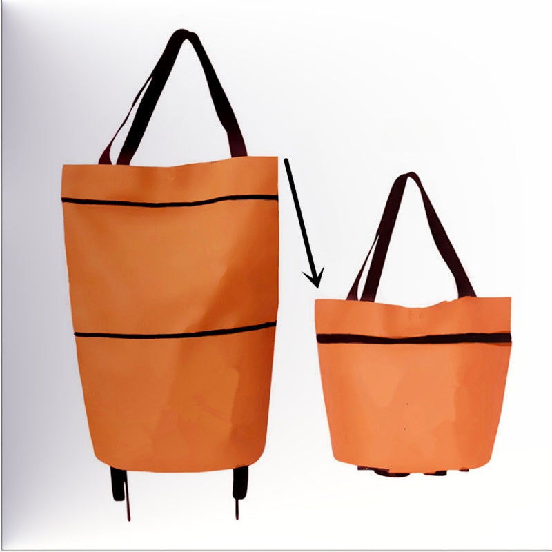 Sac de courses pliable 2-en-1 à roulettes – Avec roues de type bagage