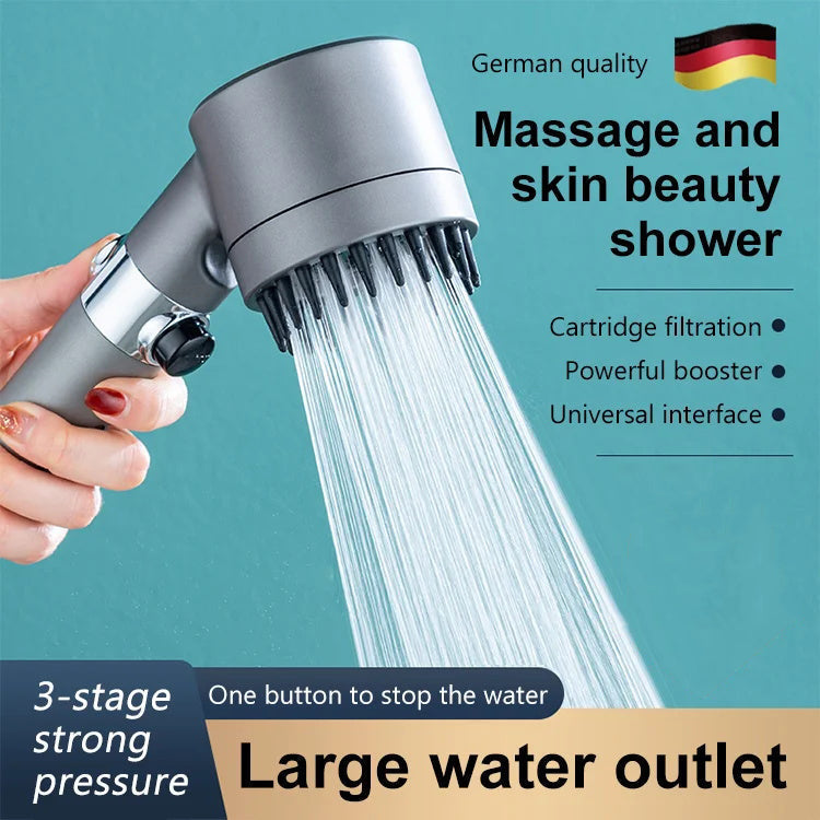 Pommeau de douche de luxe pour le soin de la peau et le massage - 3 modes de jet avec technologie d'économie d'eau pour une expérience de douche revitalisante