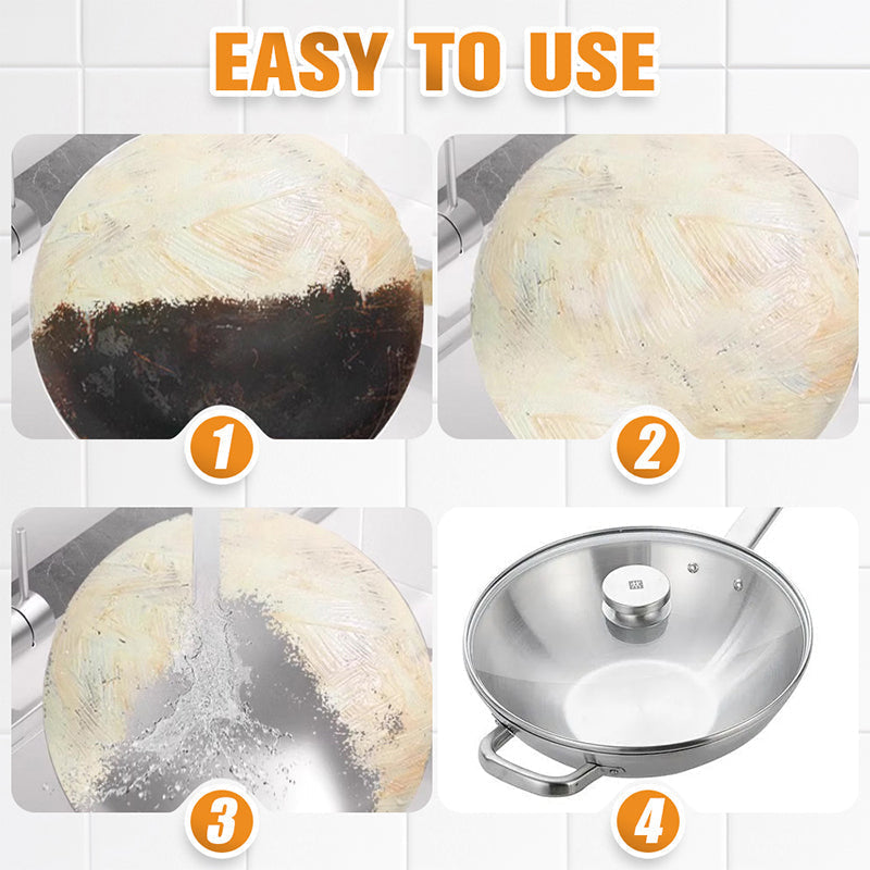 Pâte nettoyante anti-résidus brûlés - Nettoyage en profondeur des casseroles/poêles sans rayures, élimine la graisse et la carbonisation en 5 minutes