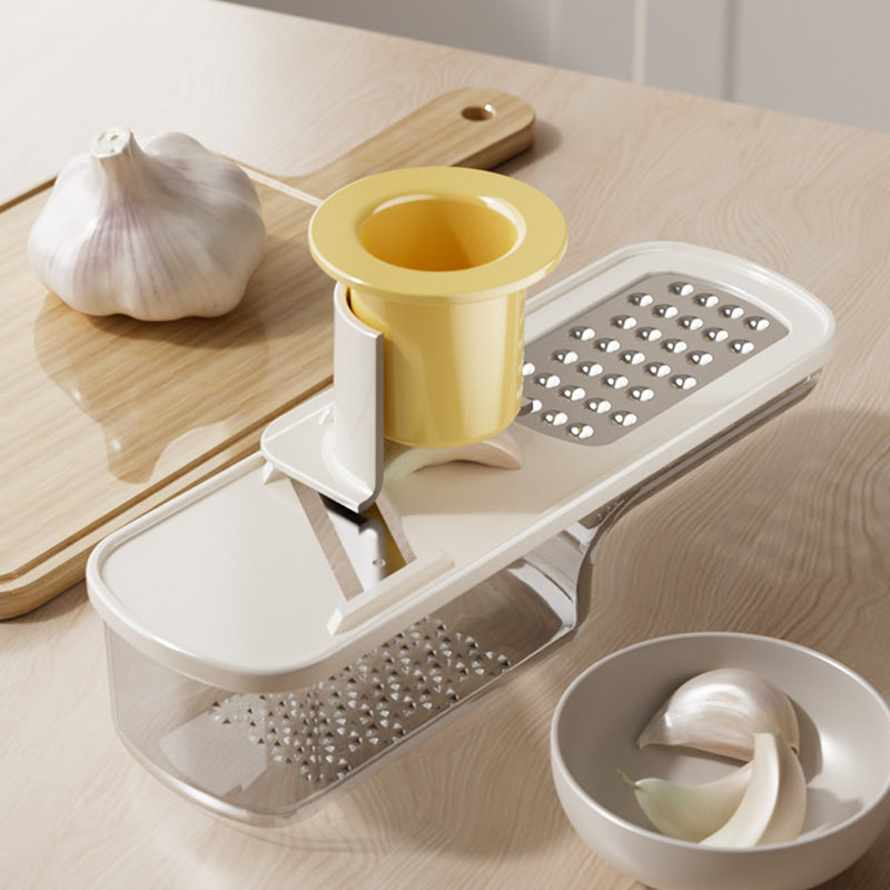 Mandoline 3-en-1 avec récipient – Lames tranchantes pour des coupes de légumes parfaites, compacte et lavable au lave-vaisselle