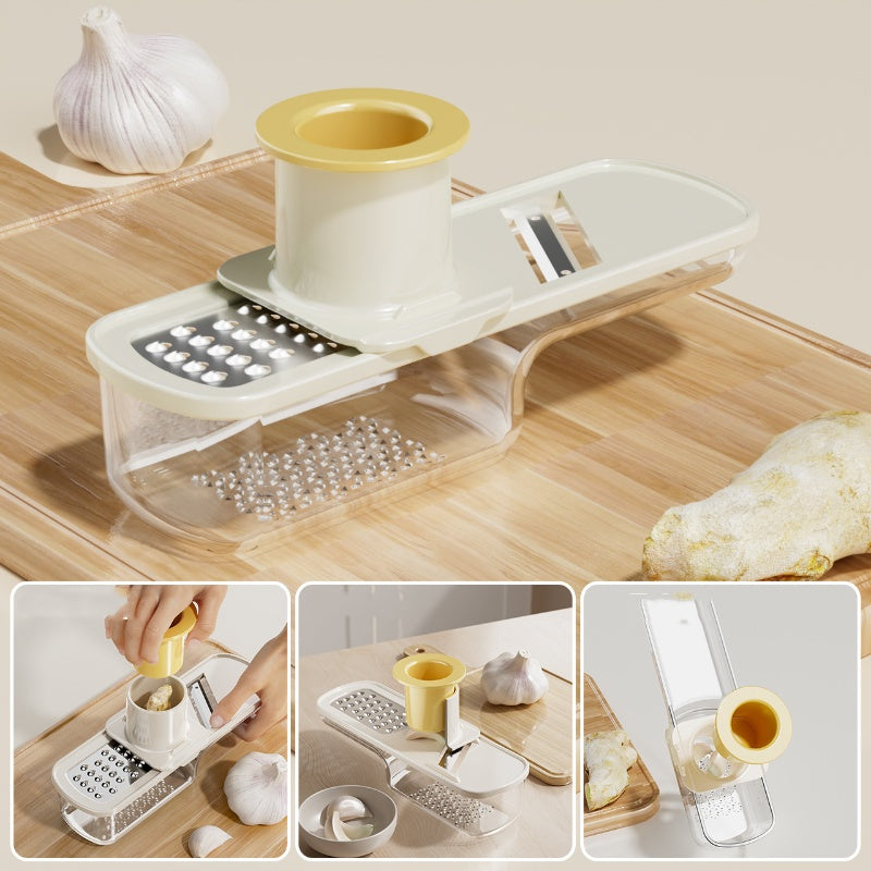 Mandoline 3-en-1 avec récipient – Lames tranchantes pour des coupes de légumes parfaites, compacte et lavable au lave-vaisselle
