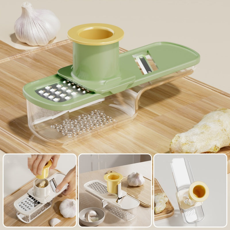 Mandoline 3-en-1 avec récipient – Lames tranchantes pour des coupes de légumes parfaites, compacte et lavable au lave-vaisselle