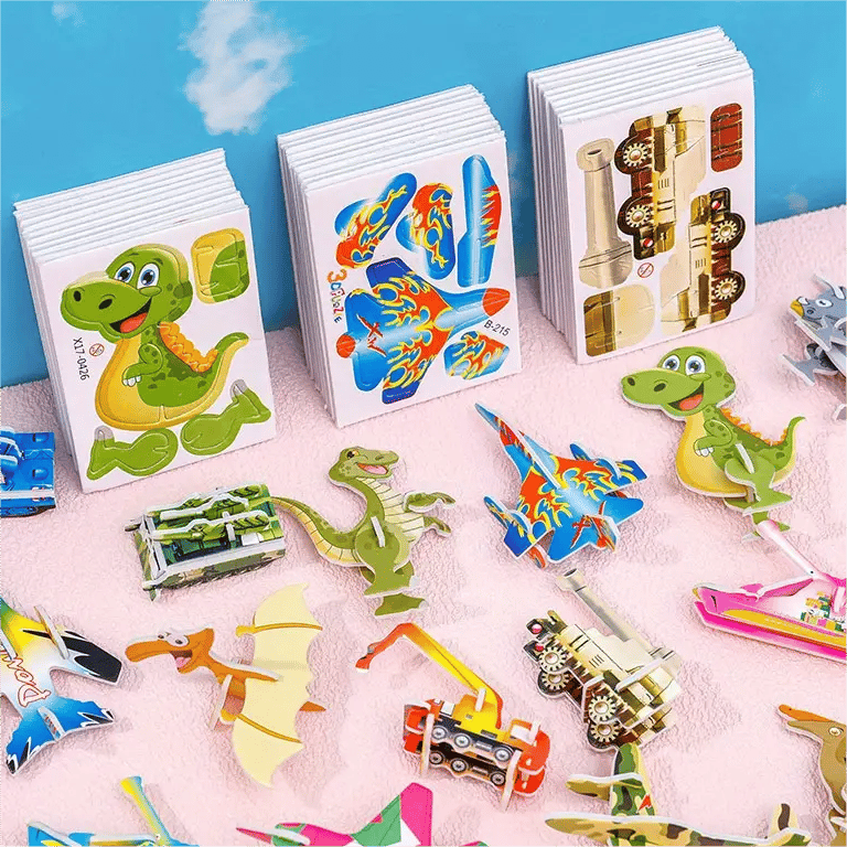 & PUZZLE 3D ÉDUCATIF - Ensemble de 50 pièces de dinosaures de dessins animés aux couleurs vives, développe la créativité et la pensée spatiale pour les 4 ans et plus