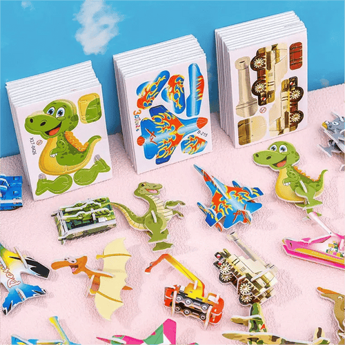 & PUZZLE 3D ÉDUCATIF - Ensemble de 50 pièces de dinosaures de dessins animés aux couleurs vives, développe la créativité et la pensée spatiale pour les 4 ans et plus