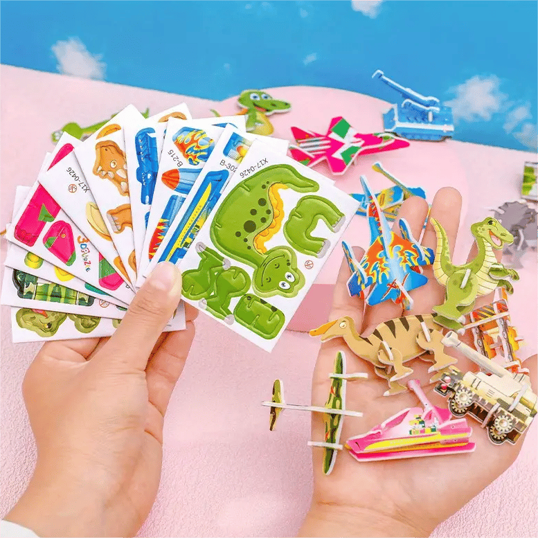 & PUZZLE 3D ÉDUCATIF - Ensemble de 50 pièces de dinosaures de dessins animés aux couleurs vives, développe la créativité et la pensée spatiale pour les 4 ans et plus