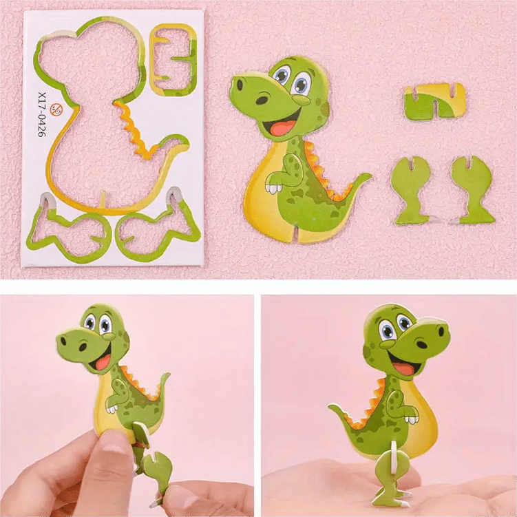 & PUZZLE 3D ÉDUCATIF - Ensemble de 50 pièces de dinosaures de dessins animés aux couleurs vives, développe la créativité et la pensée spatiale pour les 4 ans et plus