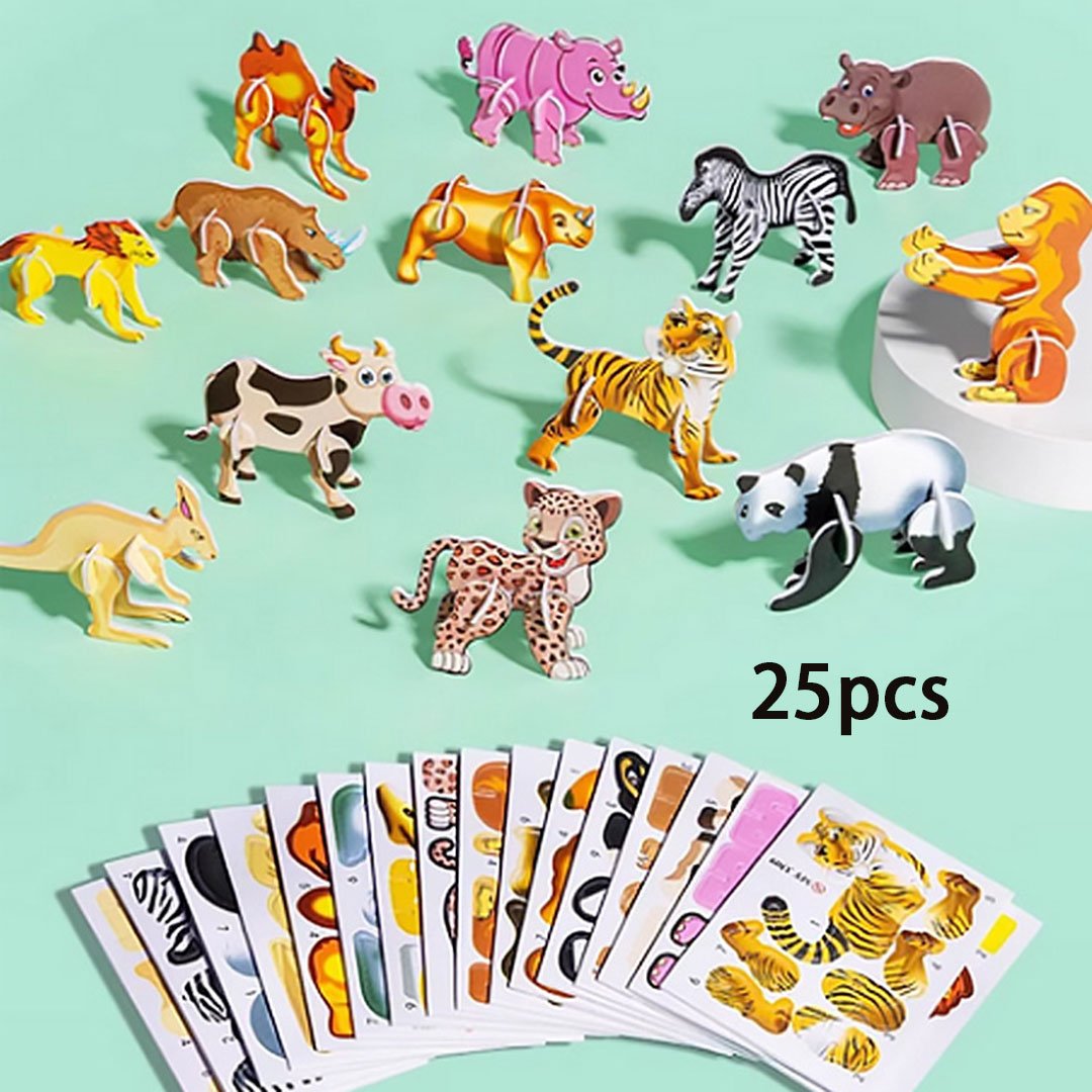 & PUZZLE 3D ÉDUCATIF - Ensemble de 50 pièces de dinosaures de dessins animés aux couleurs vives, développe la créativité et la pensée spatiale pour les 4 ans et plus