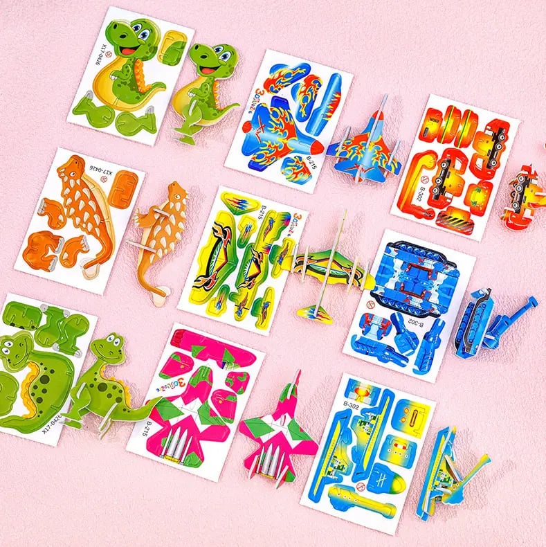 & PUZZLE 3D ÉDUCATIF - Ensemble de 50 pièces de dinosaures de dessins animés aux couleurs vives, développe la créativité et la pensée spatiale pour les 4 ans et plus