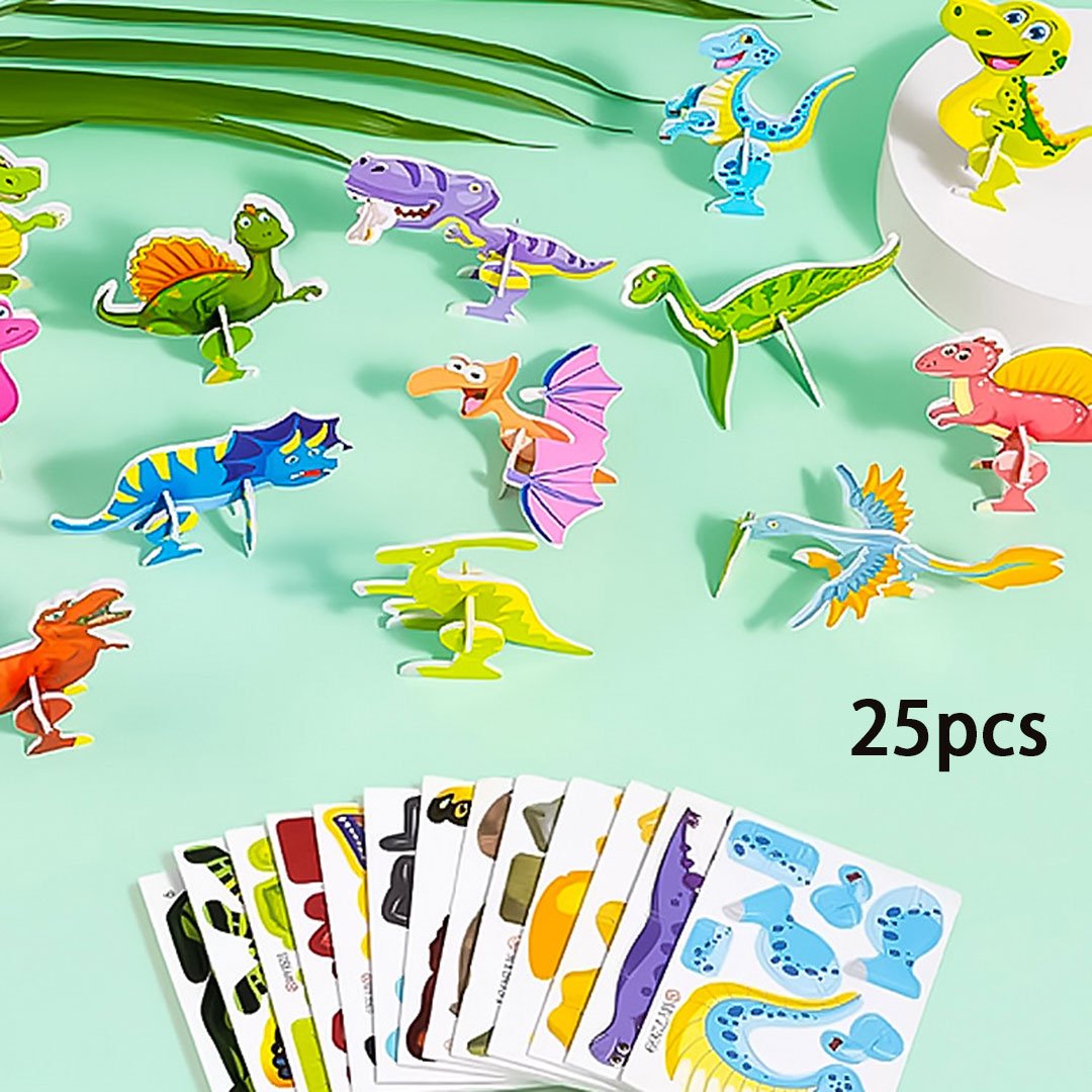 & PUZZLE 3D ÉDUCATIF - Ensemble de 50 pièces de dinosaures de dessins animés aux couleurs vives, développe la créativité et la pensée spatiale pour les 4 ans et plus