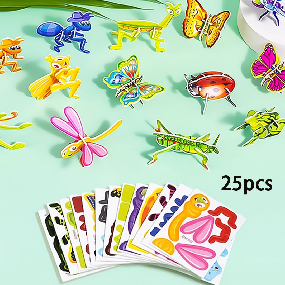 & PUZZLE 3D ÉDUCATIF - Ensemble de 50 pièces de dinosaures de dessins animés aux couleurs vives, développe la créativité et la pensée spatiale pour les 4 ans et plus