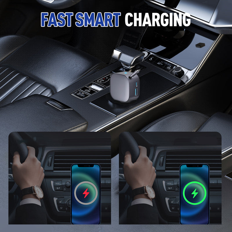 Chargeur de voiture compact rétractable