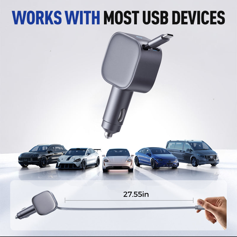 Chargeur de voiture compact rétractable