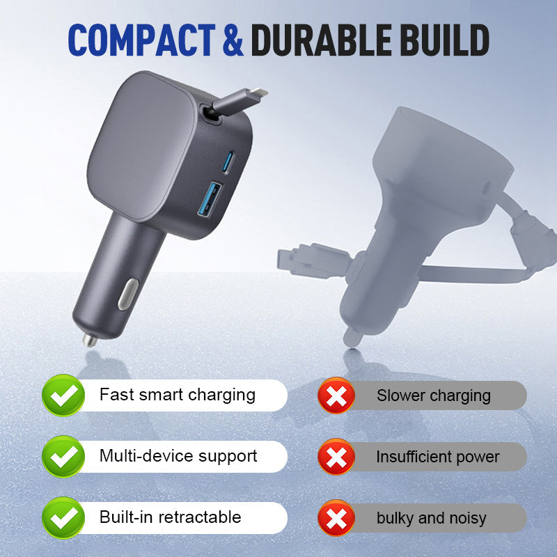 Chargeur de voiture compact rétractable