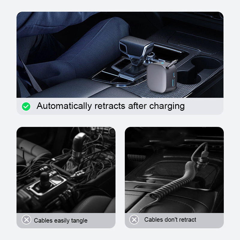 Chargeur de voiture compact rétractable