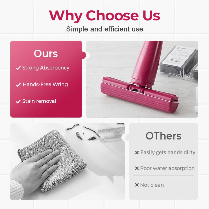 Balai éponge portable à essorage par traction