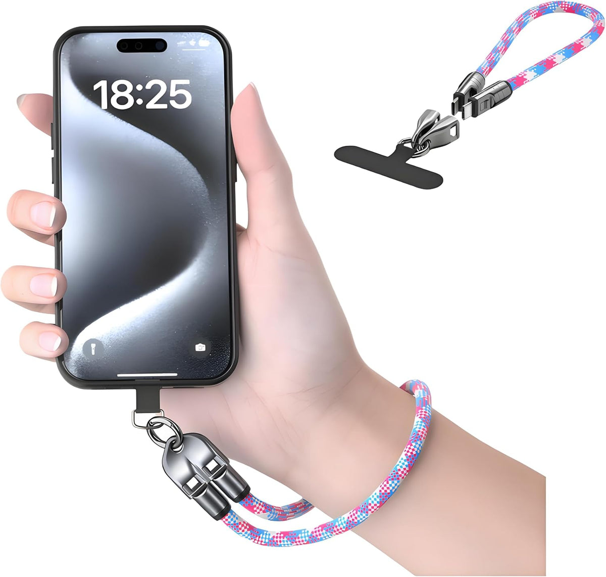 Câble de données de charge rapide avec lanière de téléphone 2-EN-1