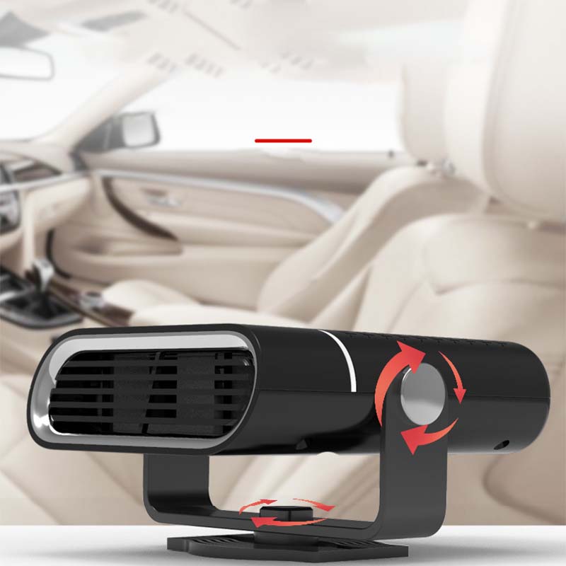 Ventilateur de voiture portable 2 en 1 avec fonction de chauffage – Rotatif à 360°, dégivrage rapide, chauffage et ventilation, silencieux et léger pour l'hiver et l'été !
