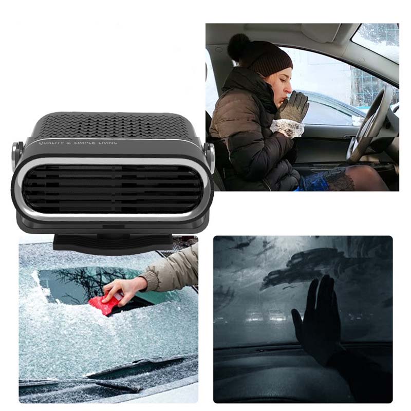 Ventilateur de voiture portable 2 en 1 avec fonction de chauffage – Rotatif à 360°, dégivrage rapide, chauffage et ventilation, silencieux et léger pour l'hiver et l'été !
