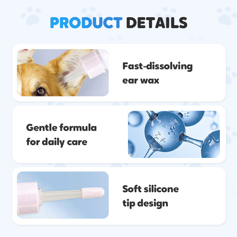 Nettoyant auriculaire pour animaux – Formule douce à l'aloès apaisant pour chiens et chats, prévient les infections et les odeurs