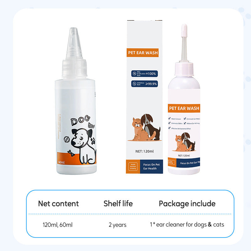 Nettoyant auriculaire pour animaux – Formule douce à l'aloès apaisant pour chiens et chats, prévient les infections et les odeurs