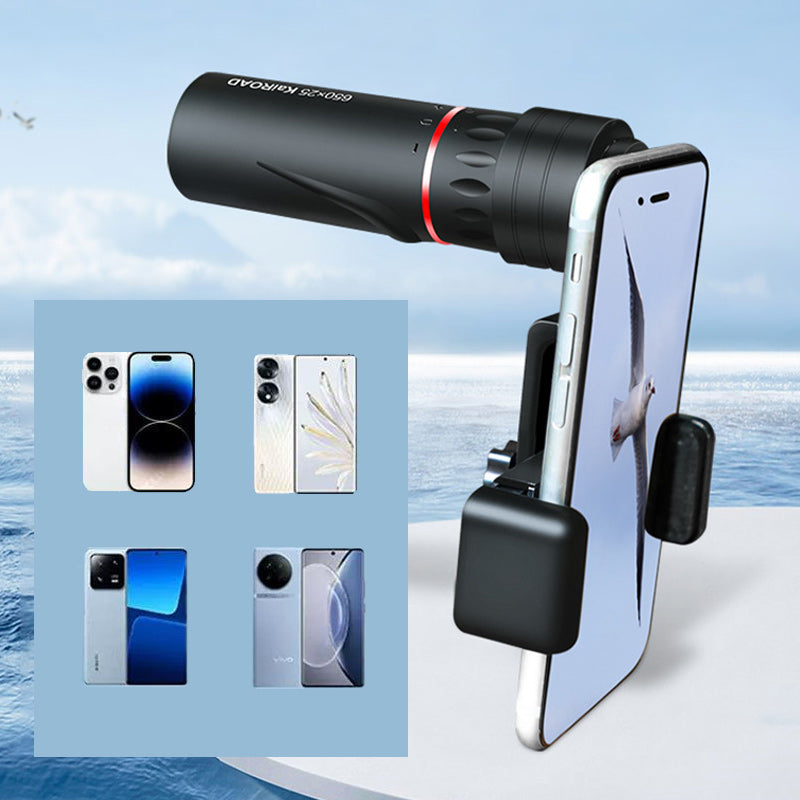 MAINTENANT ! Télescope monoculaire portable d'extérieur - 12x50 haute définition avec adaptateur pour smartphone pour les aventures