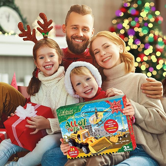 Calendrier de l'Avent de Noël pour garçons : Véhicules de chantier en alliage – Jouets