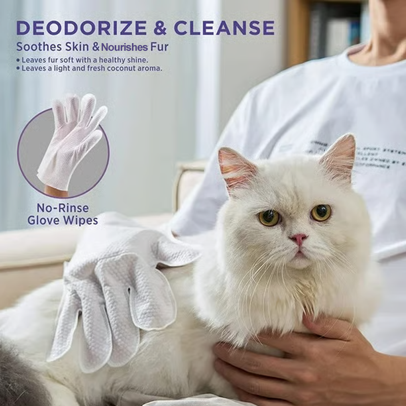 Gants Nettoyants et Désodorisants pour Animaux Sans Rinçage