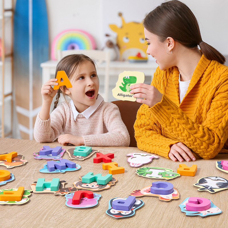 Lettres et animaux en bois ¨C 26 pièces, éducatif et amusant