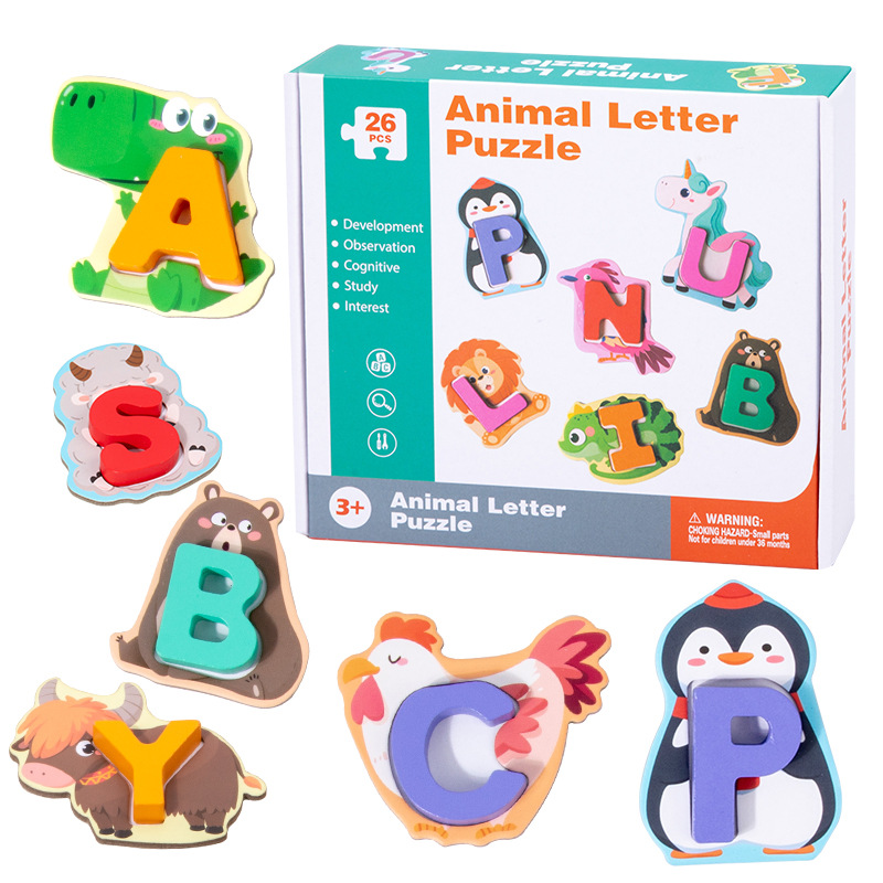 Lettres et animaux en bois ¨C 26 pièces, éducatif et amusant