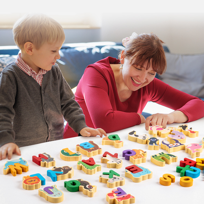 Lettres et animaux en bois ¨C 26 pièces, éducatif et amusant
