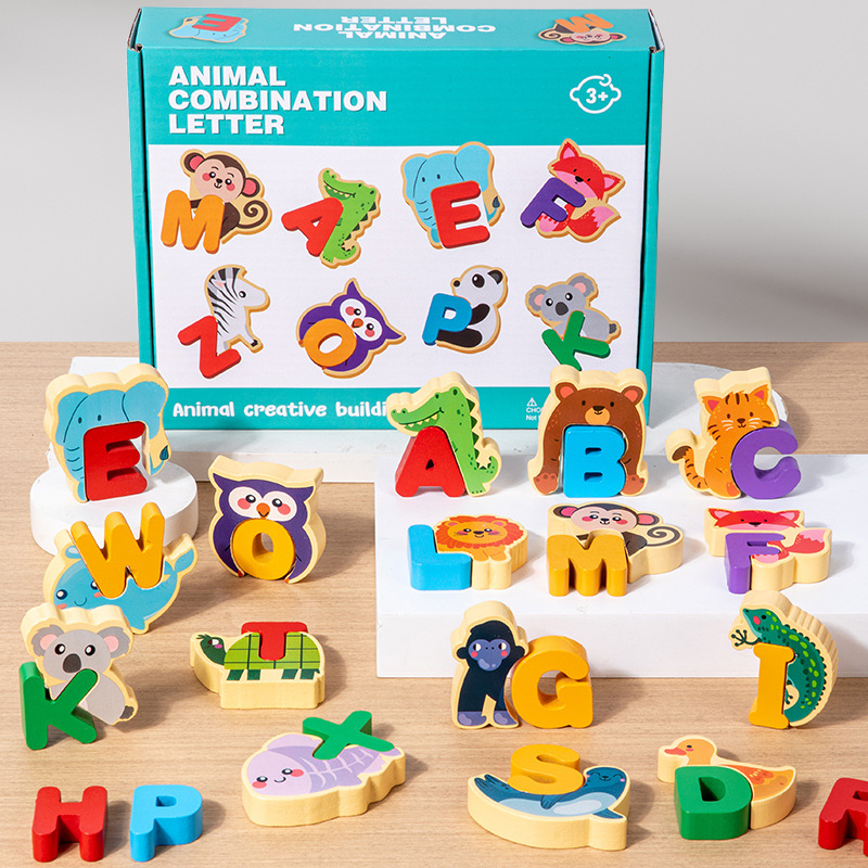 Lettres et animaux en bois ¨C 26 pièces, éducatif et amusant
