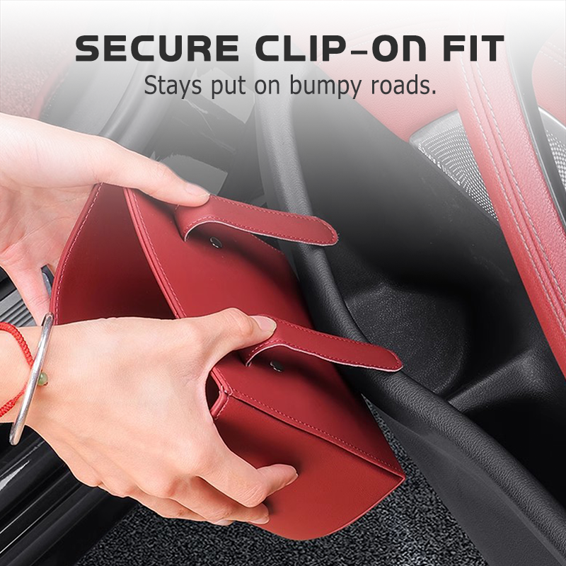 2026 Porte-gobelet de porte de voiture en cuir – Large ouverture, facile d'accès pour boissons et téléphone. Fixation sécurisée par clip. Cuir PU, robuste et élégant.