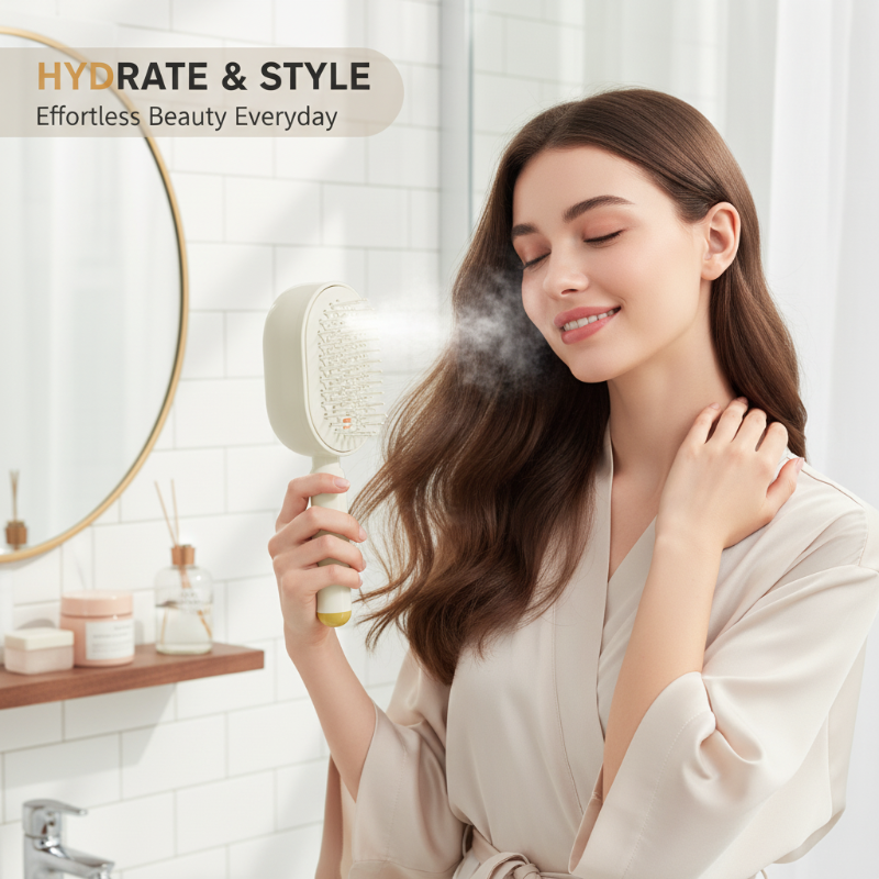 Brosse à cheveux électrique avec pulvérisateur et massage