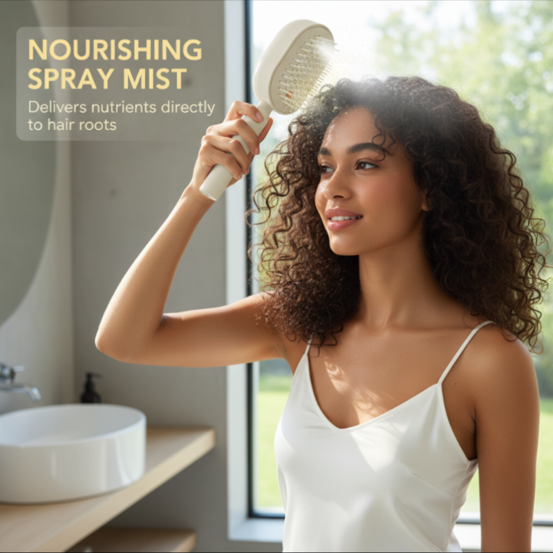 Brosse à cheveux électrique avec pulvérisateur et massage